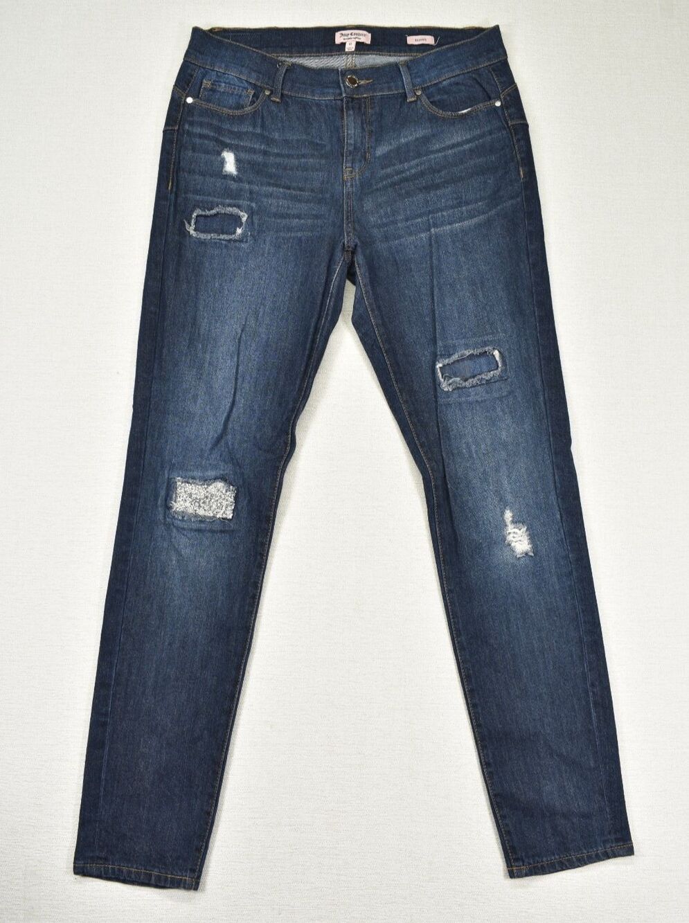 Juicy Couture Distressed Rhinestone Glitter Patch Skinny Jeans Glam Y2K Bling 10